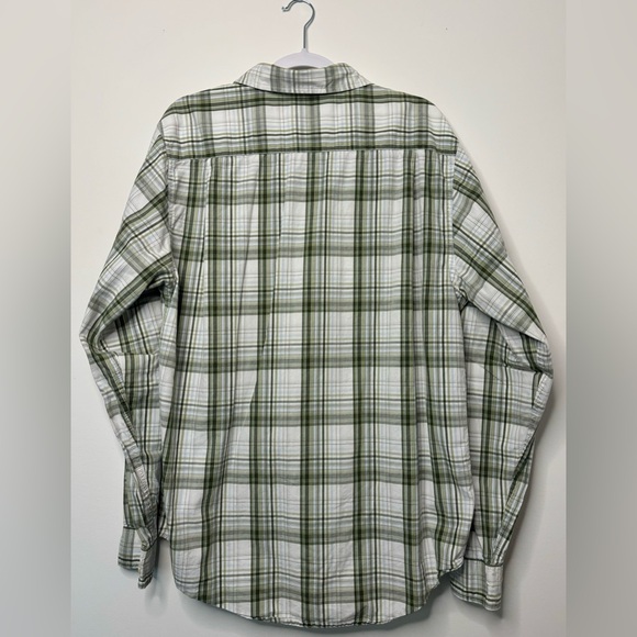 Mens Large Wrangler Jeans Co Authentic Denim Green Plaid Long Sleeve Button Down - Picture 5 of 5